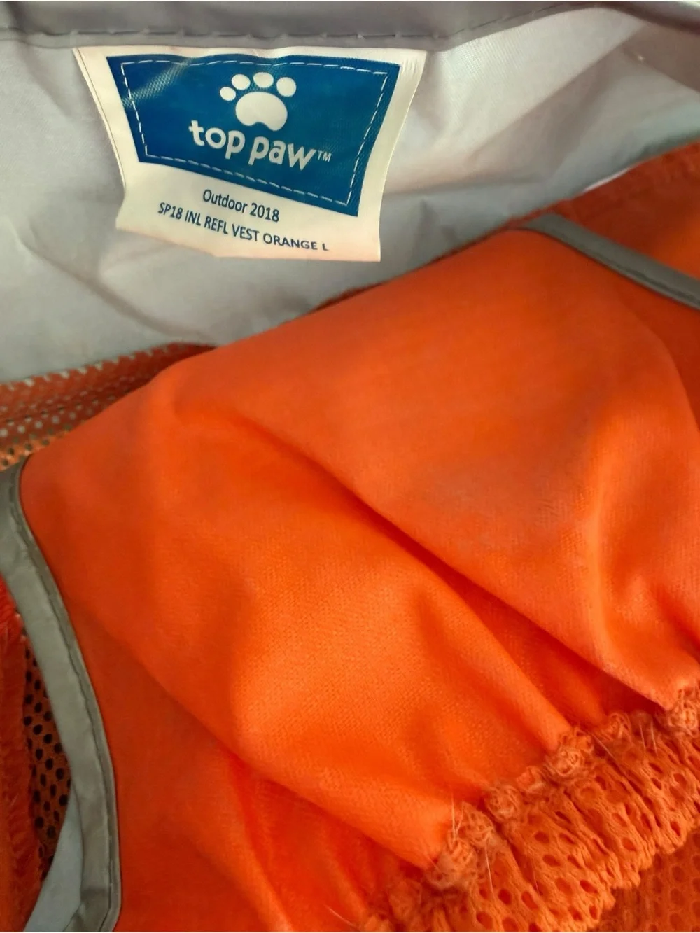 Top Paw Reflective Safety Dog Vest Orange Large Adjustable